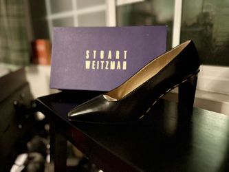 Vintage Stuart Weitzman black leather block heel