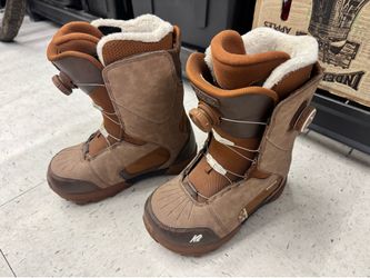 Ladies K2 Clicker Arrow Double BOA Step In Snowboard Boots-Brown-Sz W 8