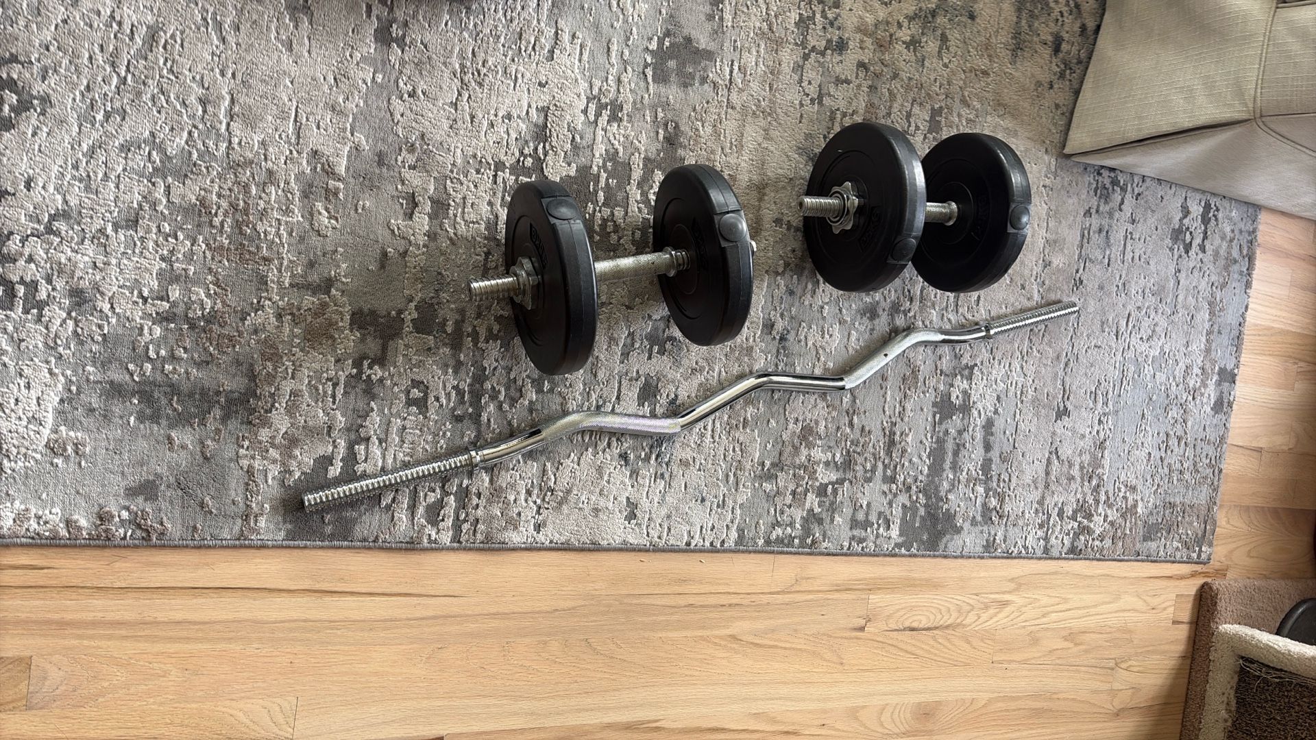 Weights And Curl Bar