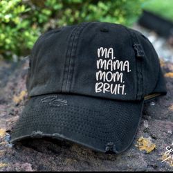 Ma Mama Mom Bruh | Distressed Baseball Cap OR Ponytail Hat | Gifts for Mom | Mom Life | Personalized Embroidered | Hats for Moms | Boy Mama