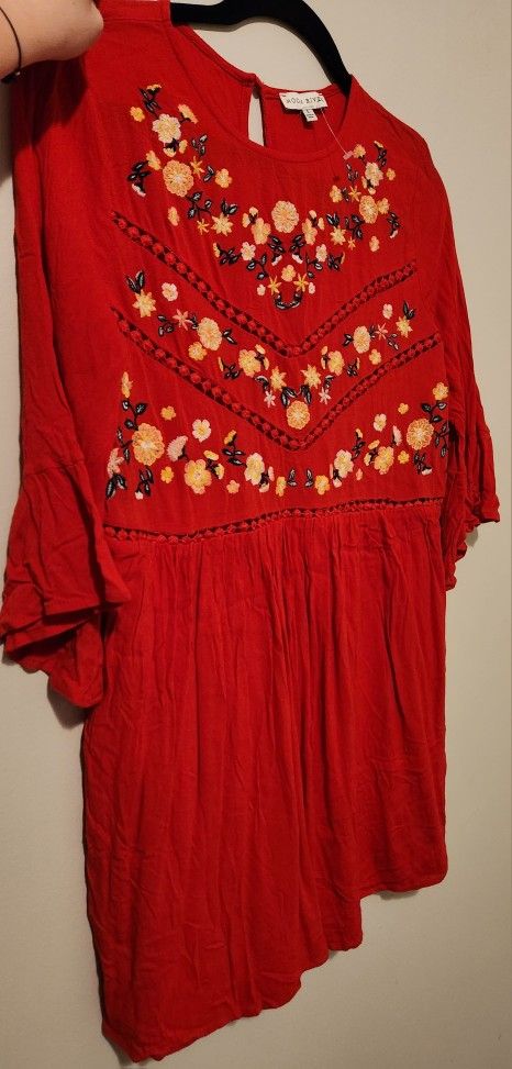 Red Floral Boho Dress