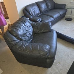 Leather Sofa BEDROOM With Chair