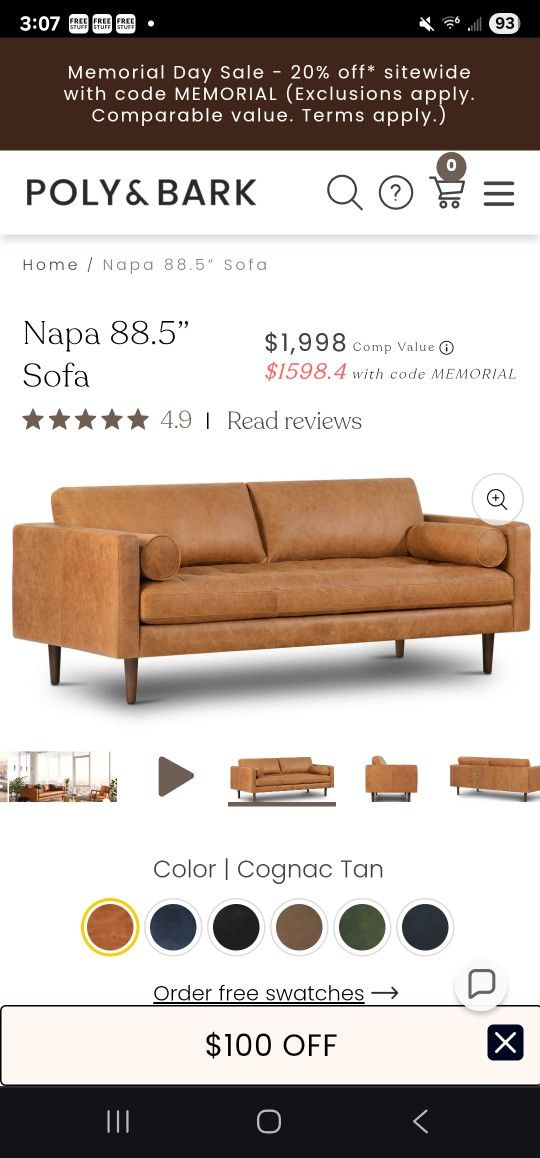 Modern Leather Sofa Couch Mcm