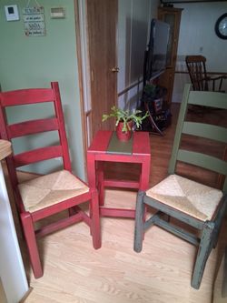 Ladder-Back Rush Seat Dining Chairs Set of 2