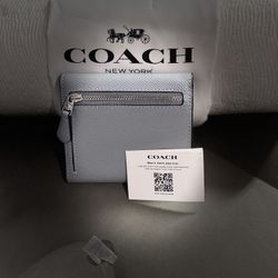 Coach Wyn Small Wallet In Grey Blue