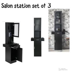 RESHABLE Salon Station Barber Cabinet Beauty Spa Storage Equipment W/Glass Door