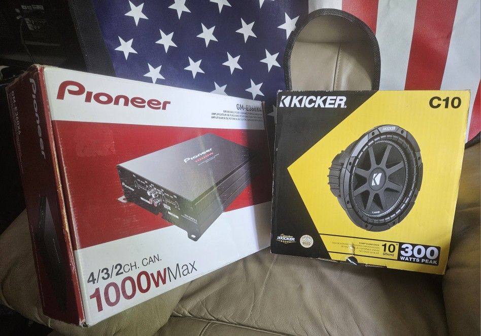 NIB! Pioneer 1000W AMP(GM-E360X4) & 10" Kicker C10 Subwoofer~ $175