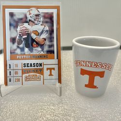 Tennessee Volunteer Shot Glass with Peyton Manning football card