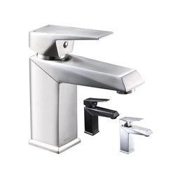 Aquaterior Bathroom Sink Faucet Square 1-Handle Cold & Hot, 7"H (Color Opt: Brushed Nickel, Chrome, Matte Black) - Remodeling Needs - Summer Sale
