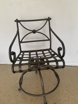 TWO Powder-coated Swivel Iron Outdoor Patio Counter or Bar Stools