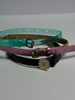 Girls Cute Skinny Belts Bundle - Length 25-26" / Fits Sizes 6-8 (Lot of 3)