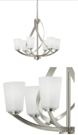 Kichler Layla 6 -Light Brushed Nickel Frosted glass Mixed material Chandelier