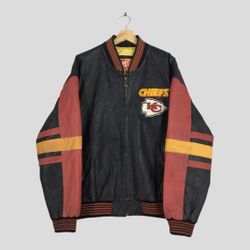 Kc chiefs vintage 90s leather bomber jacket size XXlarge