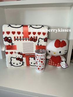 Hello Kitty Blanket, Plushy, And Cup