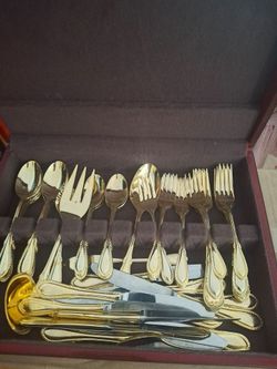 Electric gold  brass plated silverware