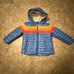 Cat & Jack Kids 2T Puffer Jacket Blue Yellow Orange Red Hooded Sherpa Lined 