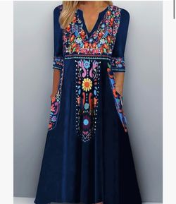 Midi Dress Boho Dress Long Sleeve Boho Dress