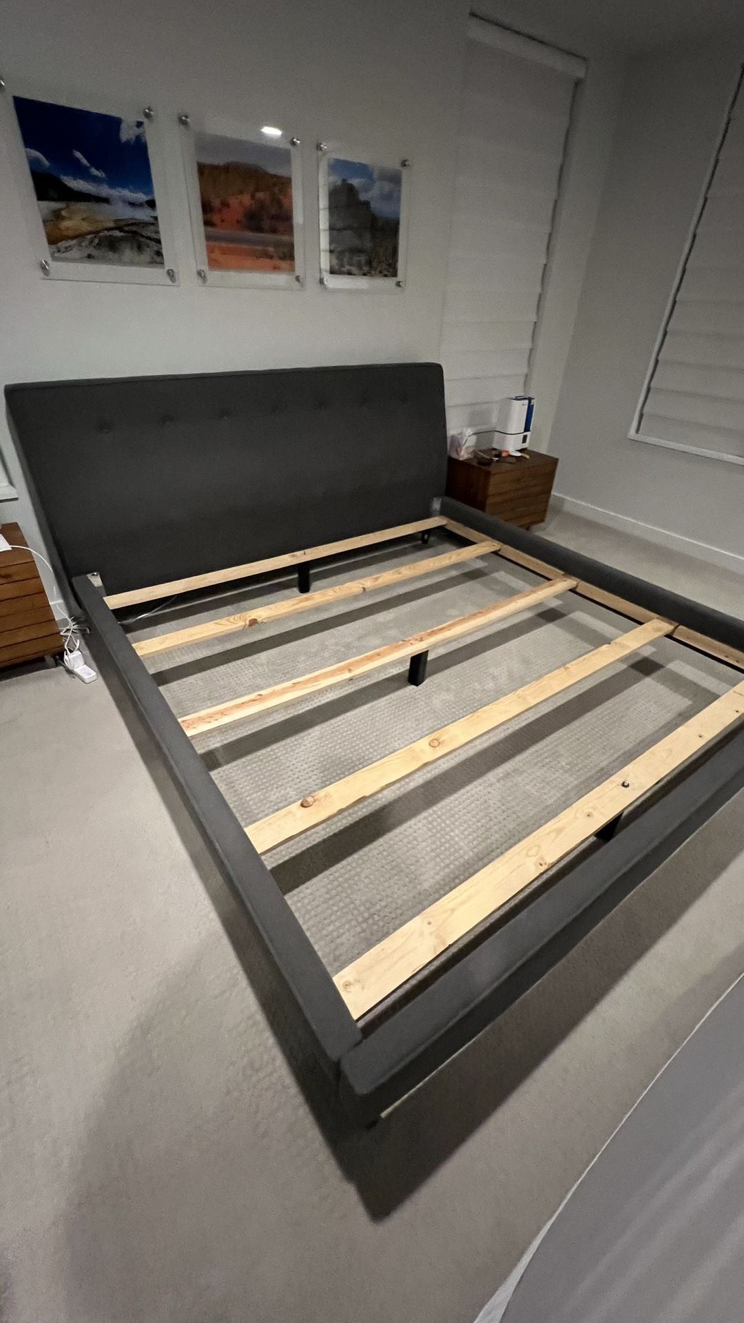 King Bed frame and two Bunkie boards