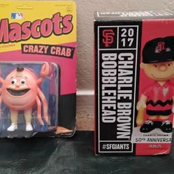 SF Giants Charlie Brown Bobblehead And Crazy Crab 