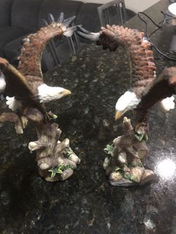 2 set statue eagle porcelain