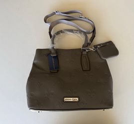 New Authentic Adrienne Vittadini Bag – Gray with Monogram