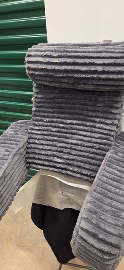 Gray Ribbed Plush Accent Chair