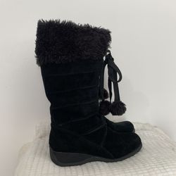 Women’s Sporto Black Suede Fur Boots Size 8