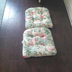 2 Outdoor Pink Flamingo Chair Cushions