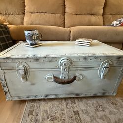 Distressed Turquoise Steamer Trunk Coffee Table