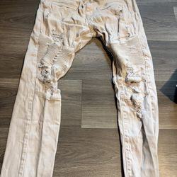 New Distressed white/Beige Jeans