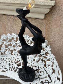 Sculptural Black Figure Table Antique decorative lamp