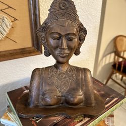  Hand Carved Ornate Wooden Woman Bust 