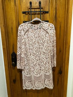Blush Lace Mini Dress Long Sleeve