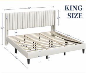 King Size Upholstered Platform Bed Frame