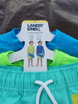 Lands' End Kids 3-Piece Swim Set - Bright Green And Blue