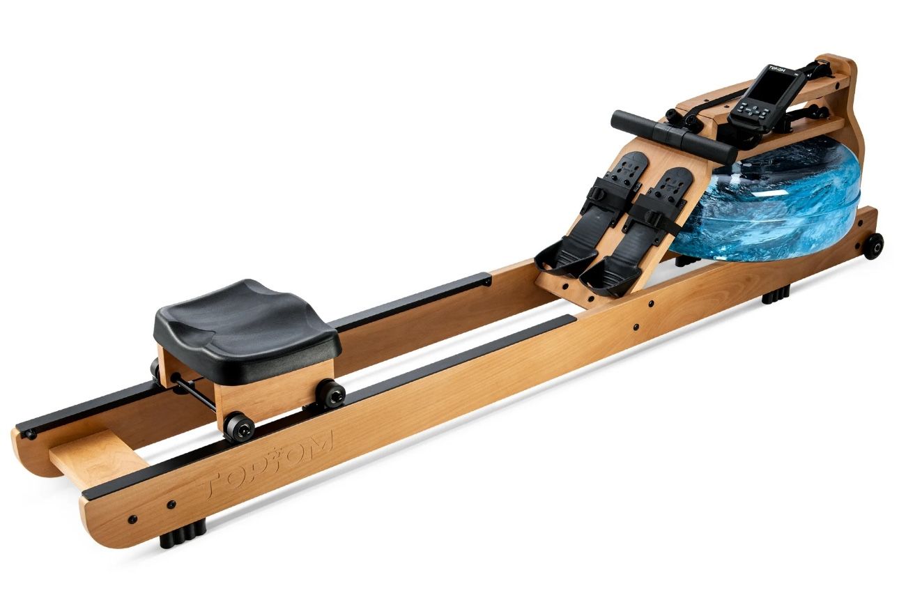 Tompiom Topiom Water Rowing Machine with Performance Monitor, Oak Wood