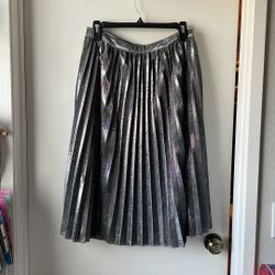Forever 21 Midi Silver Metallic Skirt