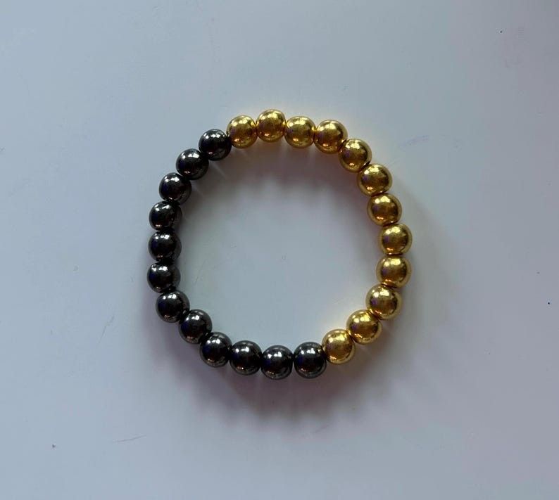 Handmade Glass and Plastic Beaded Art Jewelry Wonderfully Created Ying Yang Duality Bracelet