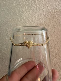14k gold heart rope bracelet