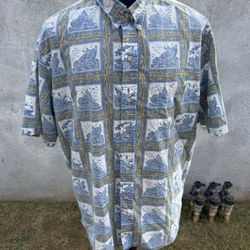 PreOwned Reyn Spooner Dietrich Varez Hawaiian Print Full Button Men's XXL