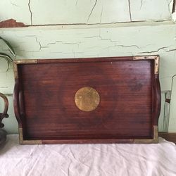 Vintage  Rosewood Brass Tray 