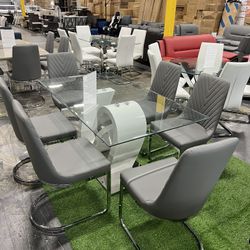 Modern Dining table With 6 Chairs / Mesa de comedor moderna con 6 sillas