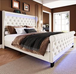 Belffin King Size Bed Frame with Headboard,50" Tall Headboard