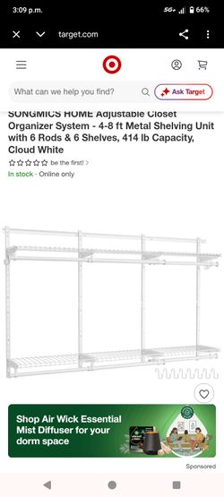 SONGMICS Adjustable Closet Organizer System Cloud White