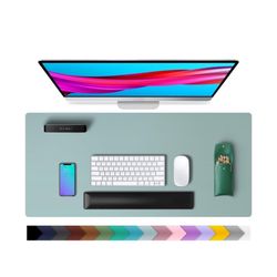 Leather Desk Pad Protector,Mouse Pad,Office Desk Mat- 31.5" x 15.7" light blue