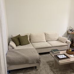 L shape beige Couch For Small Apartment. 