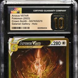 CGC PRISTINE 10 Pokémon Pokemon Glaceon Snorlax Arceus Crown Zenith