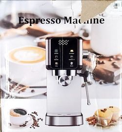 Compact 20-Bar Espresso Machine Digital Touchscreen Steam Wand Stainless Steel NIB