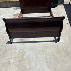 Queen Cherry Sleigh Bed Frame 
