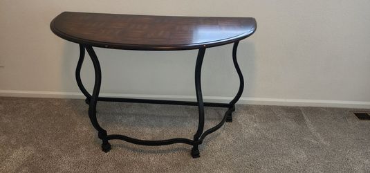 Console Table Wood Top Metal Base